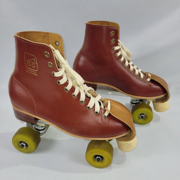 Daw Winnipeg Manitoba Vintage Brown Leather Roller Skates Made in Canada - Picture 1 of 7